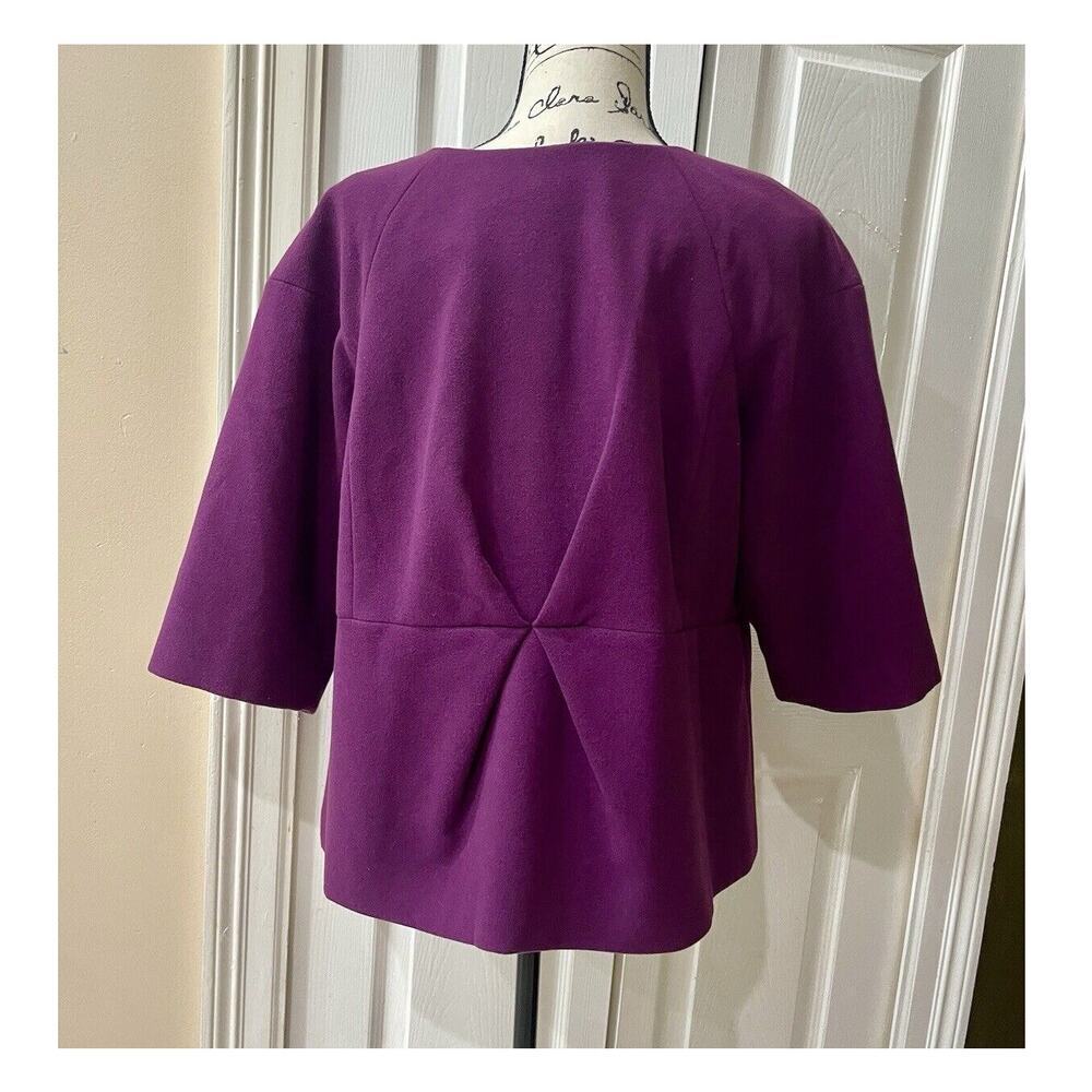 JH COLLECTION COAT 3/4 PEACOAT CROPPED CRANBERRY PURPLE SZ 1X MINIMALIST CHIC - Picture 6 of 11
